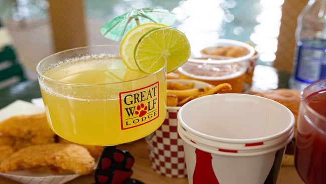 Drinks at the Buckets Incredible Craveables at Great Wolf Lodge indoor water park and resort.